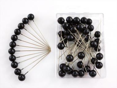 50 Stück Dekonadeln Perle SCHWARZ 10mm 