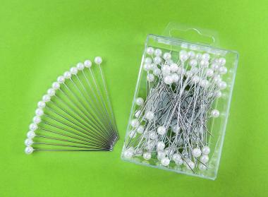 100 Stück Dekonadeln Perle WEISS 6mm 