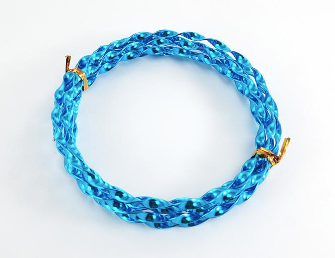 Aluflachdraht 5mm x 2,5m gedreht TÜRKIS 