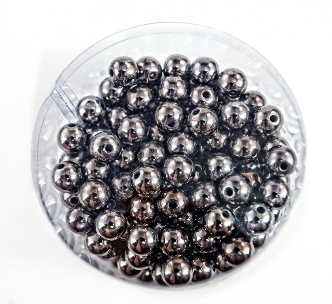 Perlen ANTHRAZIT METALLIC  14mm 35 Stück 
