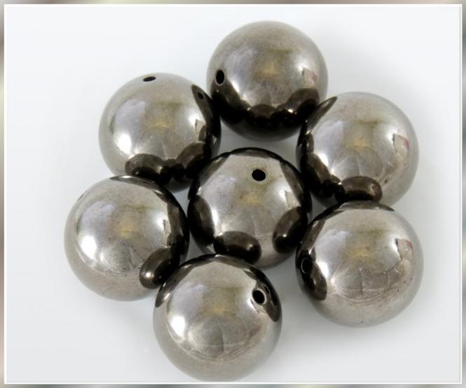 Perlen ANTHRAZIT METALLIC 30mm  6 Stück 