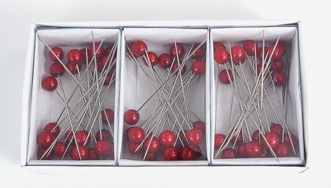 72 Stück Dekonadeln Perle in Rot 